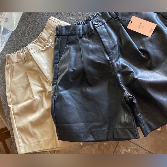 Pants - Faux Leather Shorts